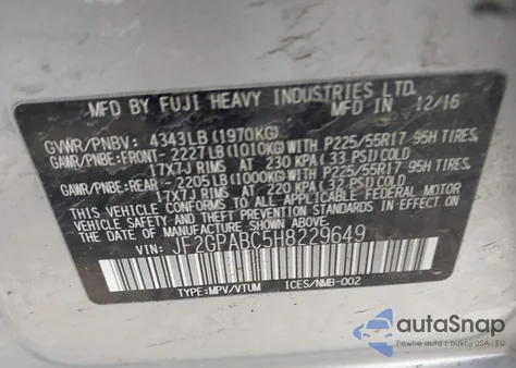 2017 Subaru Crosstrek 2.0I Premium from USA, damaged, VIN JF2GPABC5H8229649